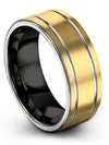 Wedding Band Men&#39;s 8mm Tungsten 18K Yellow Gold Rings 18K Yellow Gold Rings - Charming Jewelers