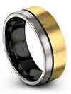 Wedding Band for Fiance and Him 8mm Mens Tungsten Band 18K Yellow Gold Rings - Charming Jewelers