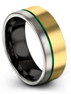 Carbide Wedding Ring Tungsten 18K Yellow Gold and Green Bands for Men&#39;s Couples - Charming Jewelers