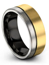 18K Yellow Gold Wedding Couple Rings 18K Yellow Gold Tungsten Ring Guys 18K - Charming Jewelers