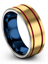 8mm Black Line Band for Couples Tungsten Ring for Man Flat 8mm Black Line Band - Charming Jewelers