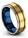 Plain 18K Yellow Gold Promise Rings for Male 8mm Tungsten Carbide Ring 8mm 70th - Charming Jewelers