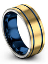 Tungsten Wedding Bands for Guys 18K Yellow Gold Man Engraved Tungsten Rings - Charming Jewelers