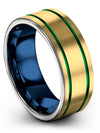 18K Yellow Gold Promise Rings Sets for Boyfriend 18K Yellow Gold Green Tungsten - Charming Jewelers