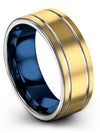 Unique Wedding Ring for Guys 18K Yellow Gold Tungsten Bands for Men Brushed 18K - Charming Jewelers