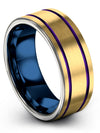 Men&#39;s Wedding Ring Tungsten Engagement Bands Set 18K Yellow Gold Rings - Charming Jewelers