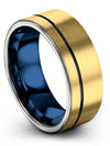 Simple 18K Yellow Gold Wedding Bands Fiance and Her Tungsten Wedding Bands Sets - Charming Jewelers