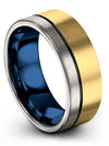 Tungsten 18K Yellow Gold Black Promise Rings Guys Tungsten Satin Ring for Mens - Charming Jewelers