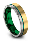 Wedding Rings Bands for Him and Fiance 6mm Tungsten Carbide Solid 18K Yellow - Charming Jewelers