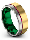 18K Yellow Gold Wedding Sets His and Wife Her and His Tungsten Carbide Bands - Charming Jewelers