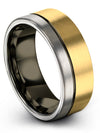 Wedding Anniversary 18K Yellow Gold Rings Tungsten Brushed Wedding Bands Simple - Charming Jewelers