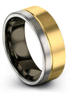 18K Yellow Gold Matching Wedding Ring for Couples Tungsten Ring Brushed Plain - Charming Jewelers