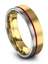 18K Yellow Gold Promise Rings Guys 6mm Tungsten Ring 18K Yellow Gold and Black - Charming Jewelers