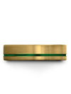 6mm Green Line Promise Ring for Mens 18K Yellow Gold Band Tungsten Bands - Charming Jewelers
