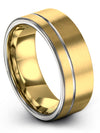 Plain Guy Wedding Rings 18K Yellow Gold Grey Tungsten Rings Sets 18K Yellow - Charming Jewelers