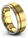 Brushed Metal Womans Wedding Ring Tungsten Rings Him and Him 8mm 20th 18K - Charming Jewelers