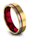 Brushed 18K Yellow Gold Man Wedding Band Tungsten Wedding Band for Lady 6mm - Charming Jewelers