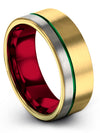 18K Yellow Gold Green Wedding Sets Tungsten Bands for Woman&#39;s I Love You - Charming Jewelers