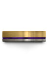 18K Yellow Gold Purple Bands Wedding Sets Fiance and His Tungsten Wedding Band - Charming Jewelers