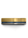 Bands Couple Promise Rings 18K Yellow Gold and Blue Tungsten Band Womans Bands - Charming Jewelers