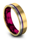Man Brushed Wedding Rings Tungsten Carbide Ring for Men 18K Yellow Gold 6mm - Charming Jewelers