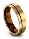 Bands Couple Promise Rings 18K Yellow Gold and Purple Tungsten Band Womans - Charming Jewelers