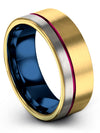 Man Plain 18K Yellow Gold Wedding Ring Polished Tungsten Ring for Lady Couple - Charming Jewelers