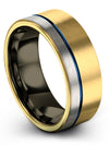 18K Yellow Gold Ring for Male Anniversary Band 8mm Tungsten Ring Girlfriend - Charming Jewelers