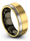 8mm 18K Yellow Gold Promise Band Tungsten Carbide Men Band Love Bands for His - Charming Jewelers