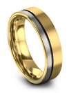 6mm Black Line Wedding Ring for Men Cute Wedding Rings 18K Yellow Gold Jewelry - Charming Jewelers