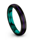 Womans Black Purple Wedding Rings 4mm Tungsten Wedding Ring Solid Black - Charming Jewelers