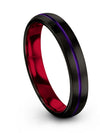 Black Plated Wedding Ring for Guy Tungsten 4mm Black Stackable Ring His - Charming Jewelers