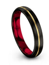 Guys and Men&#39;s Wedding Bands Sets Black Tungsten Black 18K Yellow Gold Couples - Charming Jewelers