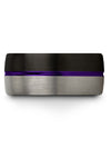 Mens Promise Band Tungsten Black and Purple Dainty Tungsten Rings Black - Charming Jewelers