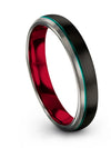 Pure Black Wedding Rings for Him and Boyfriend Tungsten Band for Men&#39;s 4mm - Charming Jewelers