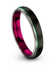 Mens Promise Ring Unique Black and Green Tungsten Engraved Bands for Woman - Charming Jewelers
