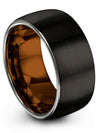 Plain Black Wedding Rings Black Tungsten Carbide Bands for Guy 10mm Promise - Charming Jewelers