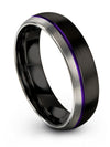 6mm Black Line Bands Tungsten Black and Purple Ring
