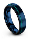 Woman Wedding Rings Dome Brushed Blue 6mm Tungsten Carbide Ring for Men Set of - Charming Jewelers