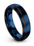 6mm Men's Wedding Bands Tungsten Wedding Ring 6mm Blue