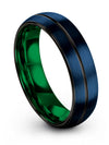 Matte Blue Male Wedding Rings 6mm Tungsten Carbide Bands Blue Plain Bands - Charming Jewelers