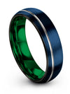 Blue Metal Wedding Ring for Womans Tungsten Ring Polished Promise Band Sets - Charming Jewelers