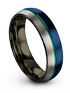 Blue and Black Wedding Ring Woman Engraved Bands Tungsten Blue and Black Blue - Charming Jewelers