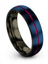 Tungsten Carbide Wedding Band Tungsten Blue Fucshia Bands Blue Groove Rings - Charming Jewelers
