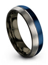 Guy Wedding Bands Set Blue Tungsten Bands Engraved Guys Promise Ring - Charming Jewelers
