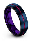 Blue Wedding Band for Men and Woman Tungsten Band for Woman&#39;s Brushed Plain - Charming Jewelers