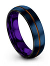 Womans Blue Wedding Rings Tungsten Carbide Polished Tungsten Bands Blue Copper - Charming Jewelers