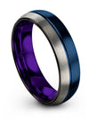 Men 6mm Blue Line Male Engagement Bands Tungsten Promise Ring Blue Rings 6mm - Charming Jewelers