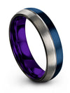 Simple Wedding Rings Sets Fiance and Him Blue Grey Tungsten Band Lady Promise - Charming Jewelers