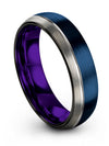 Wedding Rings Set Unique Tungsten Bands Fiance and Fiance Brushed Blue Simple - Charming Jewelers